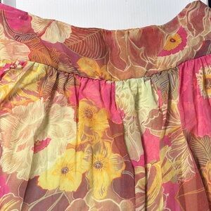 Zara Floral Pink and Yellow Women's off shoulder long dress - Size Small - New